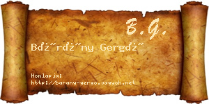 Bárány Gergő névjegykártya